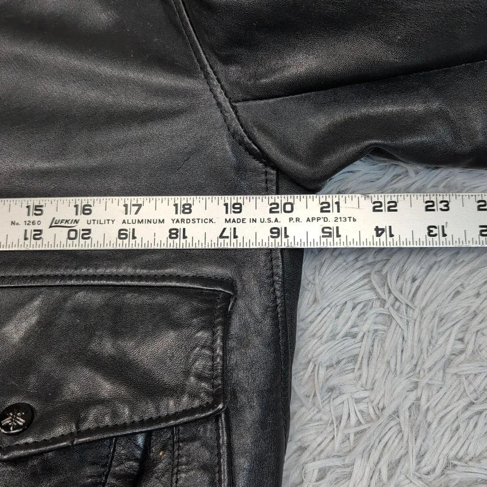 Vintage Yamaha‎ Jacket Mens 38 Black Leather Softshell Moto Elbow Padded Zip Up